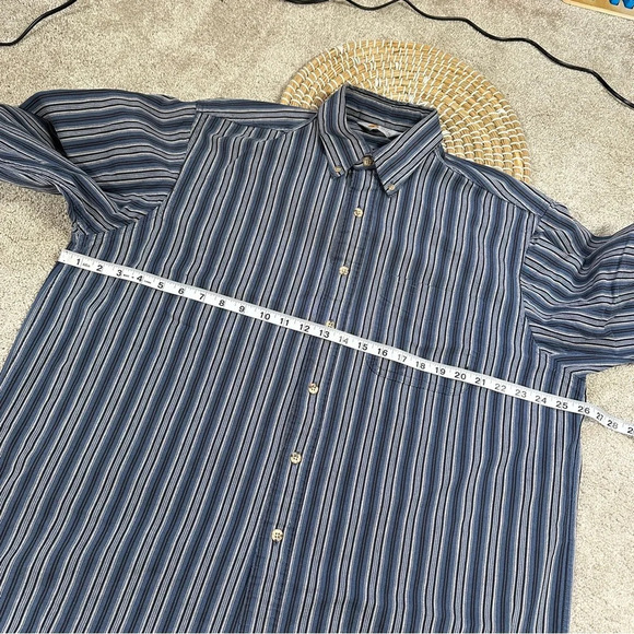 Carhartt Men’s Vintage Rugged Outdoor Wear Button Down Shirt Striped in Blue XL - Picture 12 of 15